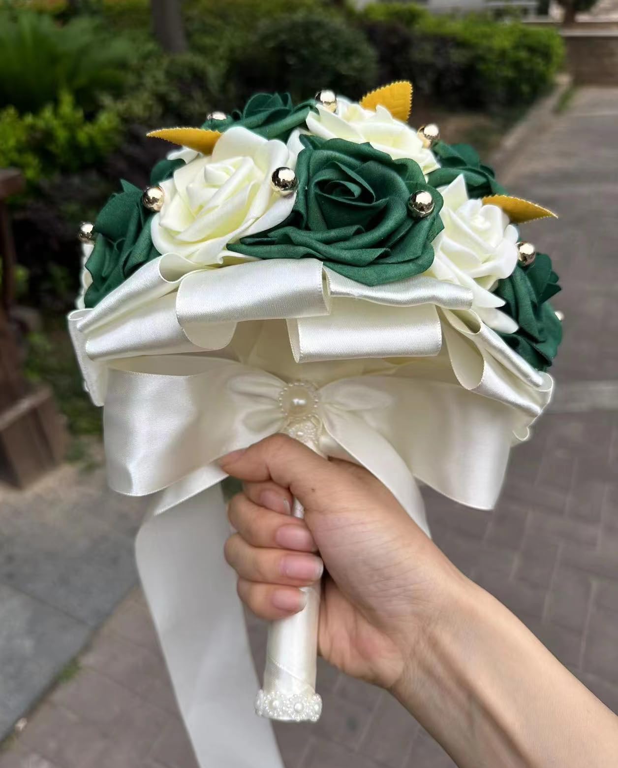 Amazon.com: Anvevkn Handmade Wedding Bouquet Artificial PE Rose